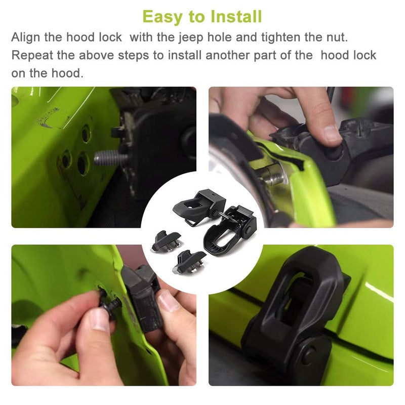 GOHAWKTEQ Jeep Hood Latch For 2007-2018 Jeep Wrangler Jk JL Black Stainless Steel Catch Kit Accessories To 2018 Jeep Wrangler - Image 5